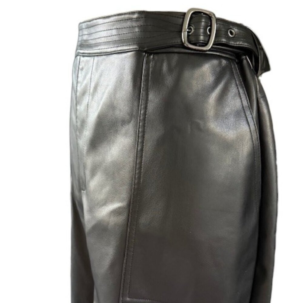 Bar III Faux-Leather Pants Black Adjustable Waist Wide Leg Pocket XL MSRP$99 NWT - Picture 5 of 14